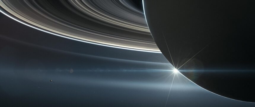 Cassini orbiting Saturn (Illustration)