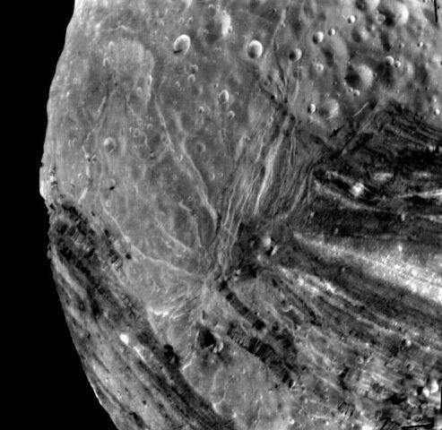 Miranda Fractures, Grooves and Craters