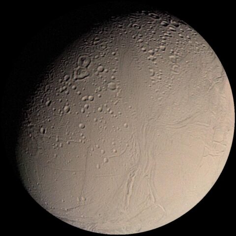 Voyager 2 Color Image of Enceladus, Almost Full Disk