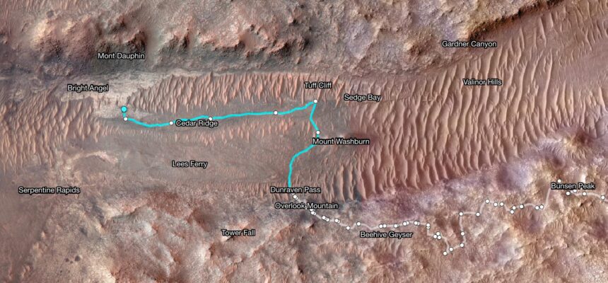 Perseverance's Path to 'Bright Angel' in Mars' Jezero Crater