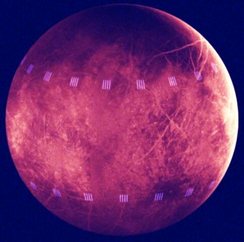 Simulated View of Thermal Emissions from Europa